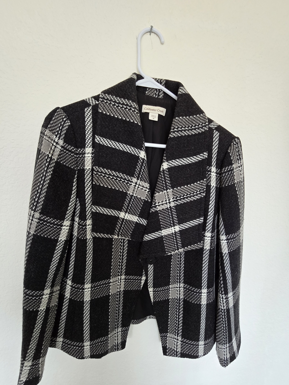 Coldwater Creek Black and White Plaid Blazer